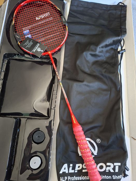Raquete profissional badmington ALPSPORT 100% Carbono,