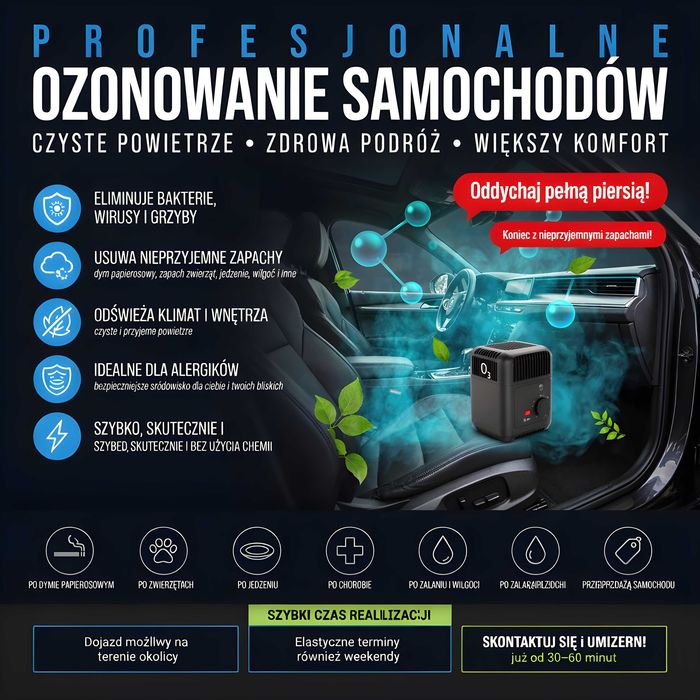 Ozonowanie samochodu - Przyjeżdżamy z własnym zasilaniem!