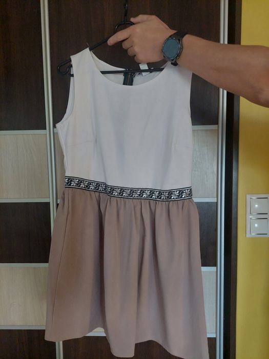 Biała/ Beżowa sukienka r. M