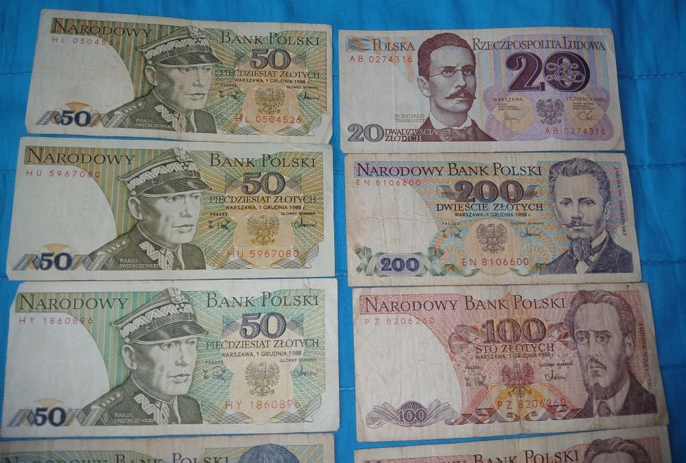 Stare polskie banknoty PRL 20,50,100,200,500,1000 zł Kopernik 1982 r