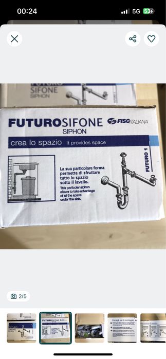 Sifão lava louça Fiscitaliana Futuro 1- Novo