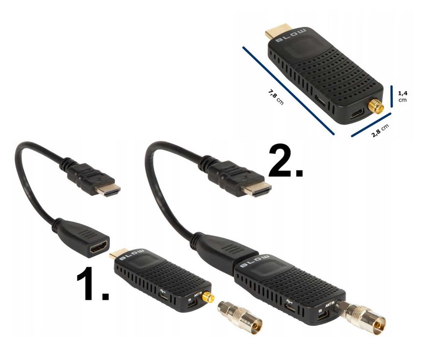 Dekoder tuner TV HD DVB-T2 HEVC H.265 Mini Stick