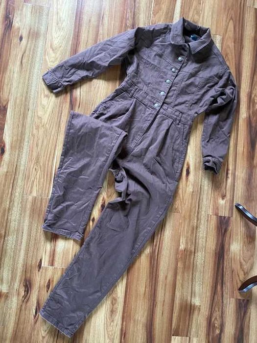 Kombinezon brazowy kawa cargo kieszenie jeans m l 38 40