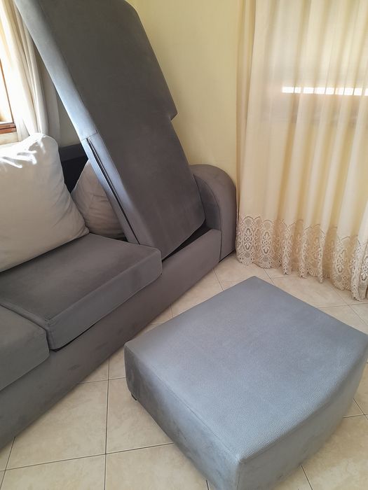 Sofá Chaise Longue Cinza Moderno | Totalmente Lavável e Desmontável