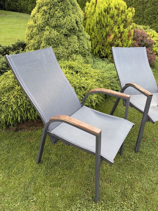 2x Krzesła/ leżaki ALICANTE ogrodowe aluminiowe antracyt