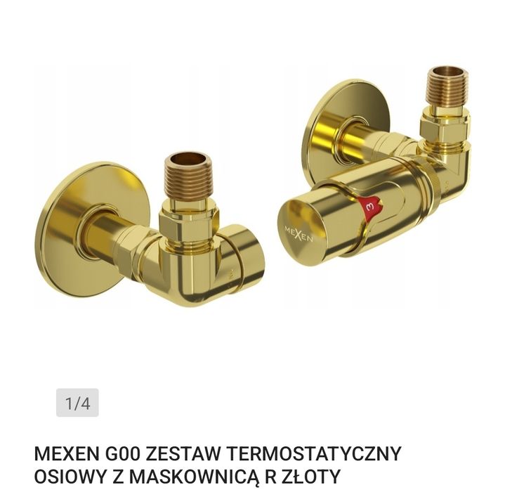 Mexen zawór grzejnikowy osiowy dekoracyjny - złoty