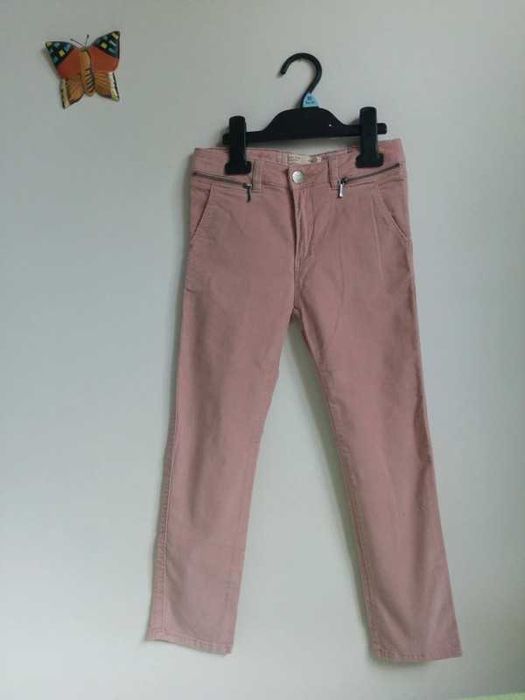 Długie spodnie rurki miękkie elastyczne różowe wiosenne Zara 122 7 lat