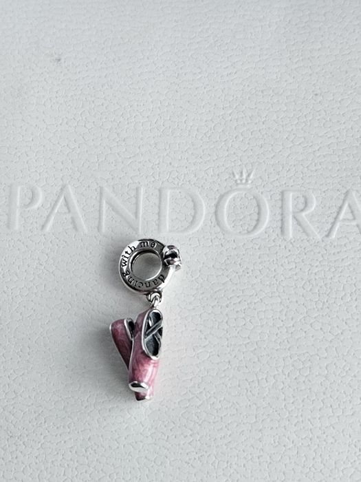 Nowy charms do bransoletki - srebro 925, baletki z napisem „dancing wi