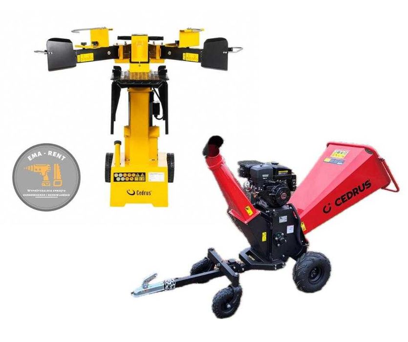Wynajem Spalinowy Rębak Rozdrabniacz do gałęzi Łuparka do drewna 230V