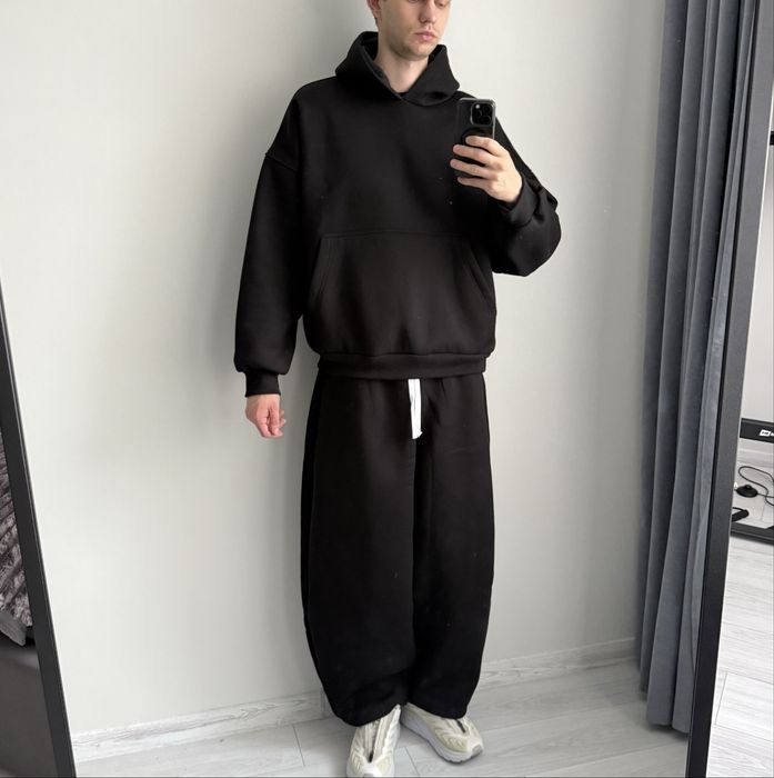 Спортивний костюм baggy oversize теплий boxy fit з начосом худі спортивки sweatpants hoodie зимовий костюм спортивный теплый  беги оверсайз S M L