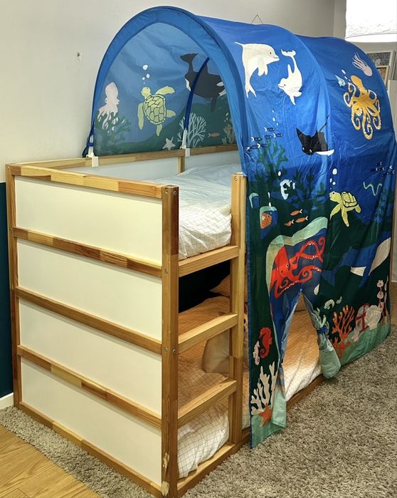 Vende-se cama beliche KURA IKEA + dossel + 2 estrados