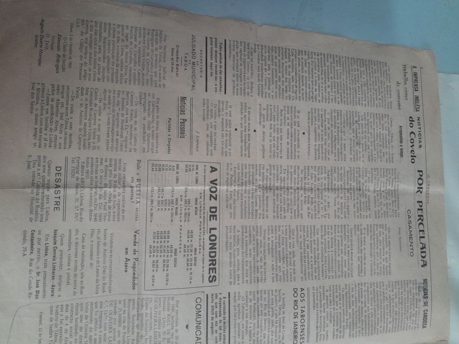 Jornal  O Taboense  dia 1 de Novembro de 1940