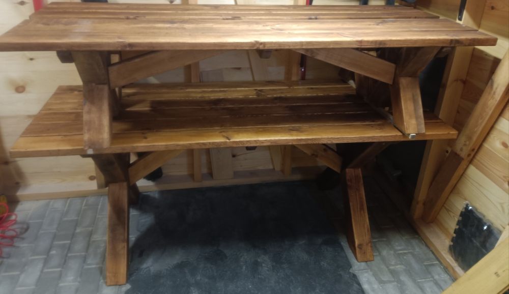 Meble ogrodowe stół + dwie ławki