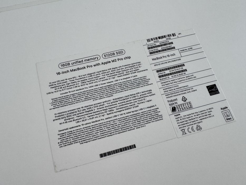 Macbook Pro 16 M2 Pro 2023
