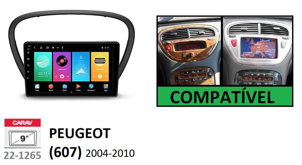 (NOVO) Rádio 2DIN 9" • Peugeot 406 / 607 • Android GPS [4+64GB]