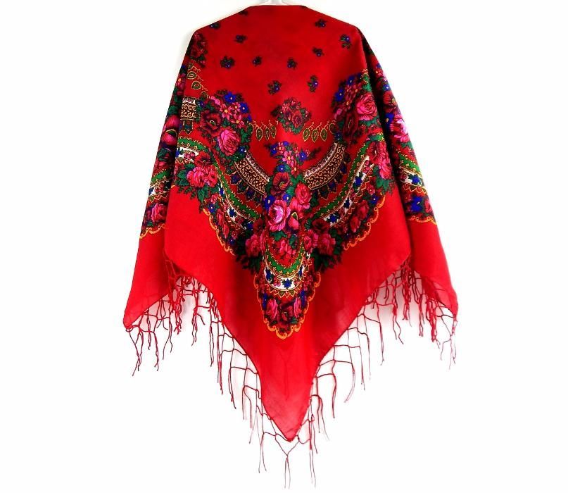 Duża chusta góralska ludowa bawełniana 4 KOLORY chustka folk apaszka