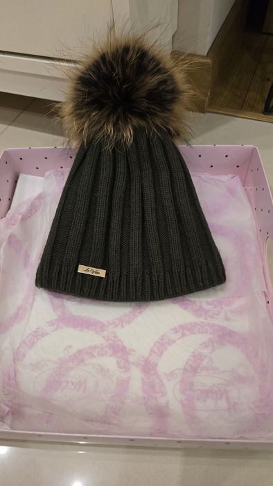 Czapka z kaszmirem i wełną La vitta khaki