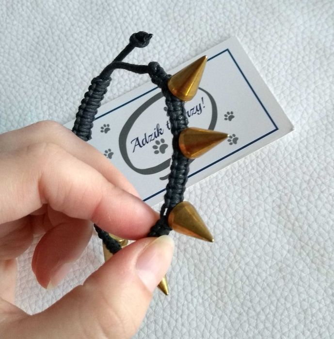 Czarna bransoletka makrama z ćwiekami NOWA handmade