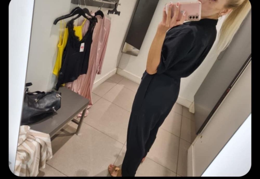 H&M czarny kombinezon z paskiem w talii 34 XS