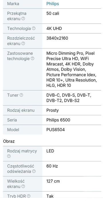 Sprzedam telewizor smart Philips 50'