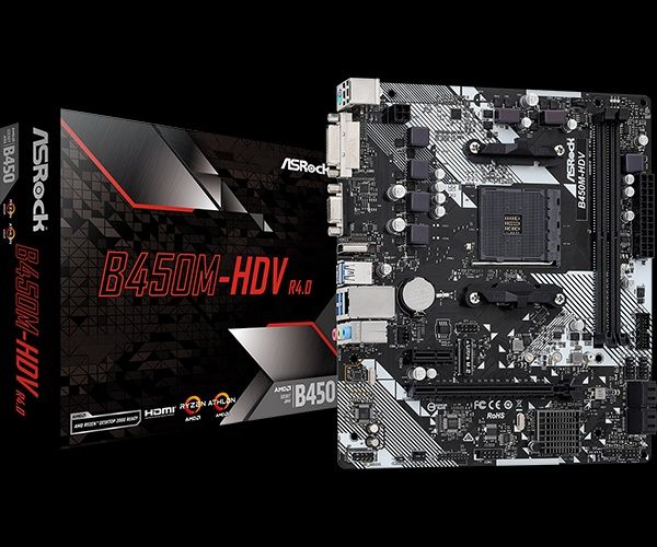 Материнская плата AsRock B450M-HDV R4.0 (sAM4, AMD B450)