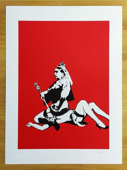 Banksy reprodukcja grafika Królowa Victoria certyfikat podpis