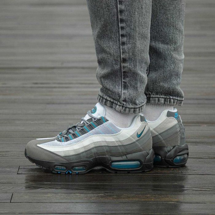 Мужские серые замшевые кроссовки Nike Air Max 95 Baltic Blue Grey чоловічі сірі замшеві кросівки найк аір макс 95