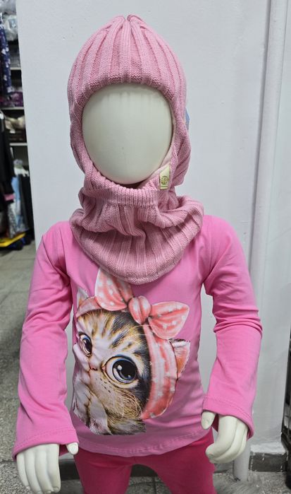 Kominiarka dziewczęca zimowa różowa 48-50