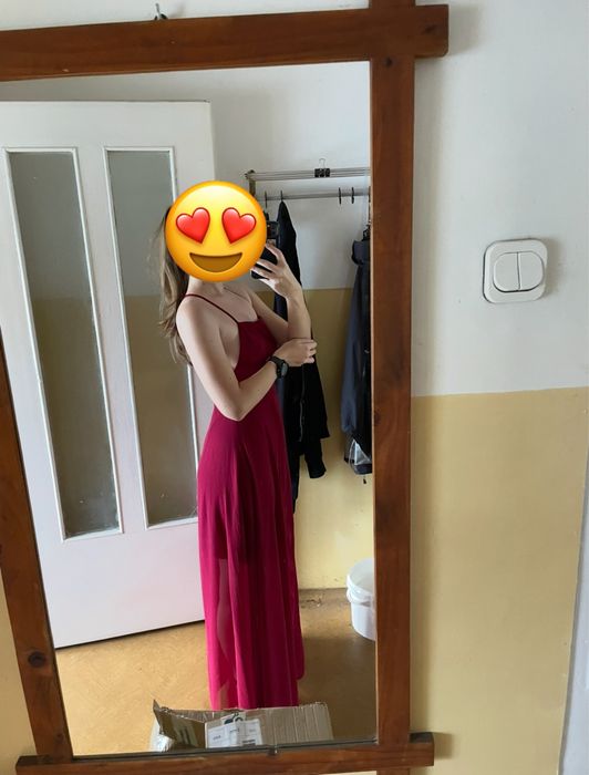 Sukienka na wesele wieczorowa czerwona bordowa długa maxi 36/S