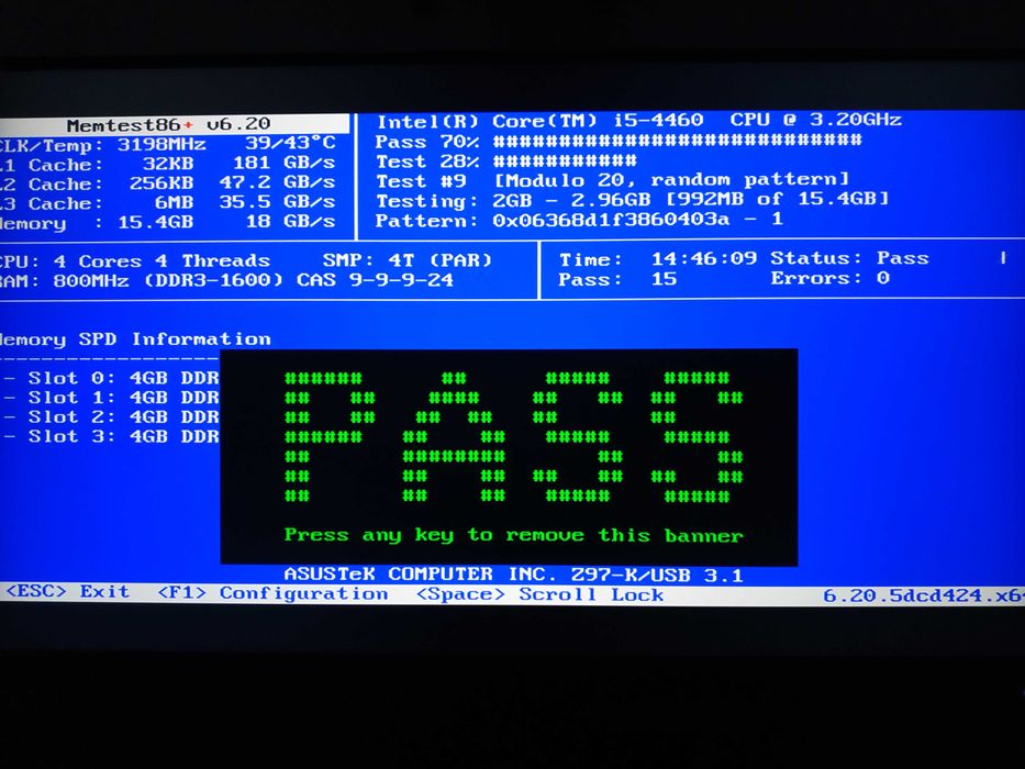 Conjunto Asus Z97-K + Intel i5-4460 + 16GB Crucial Ballistix + TPM