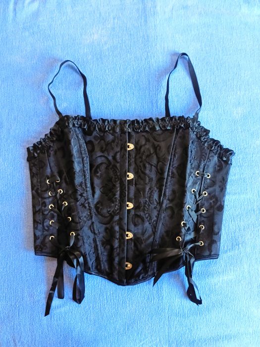 Regulowany wiązany zdobiony gorset wstążki falbanki szelki
