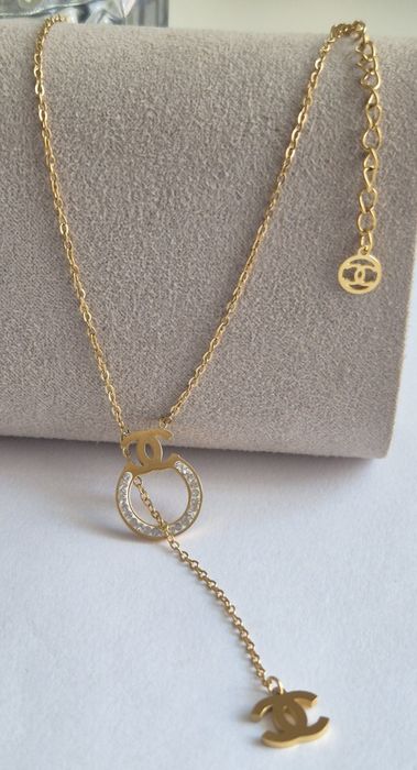 Przepiękny, złoty łańcuszek cc przywieszki Cudo lv ysl