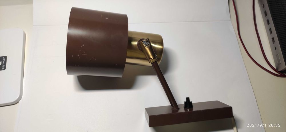 Lampka - metalowy proszkowany malowany Kinkiet z lat 60