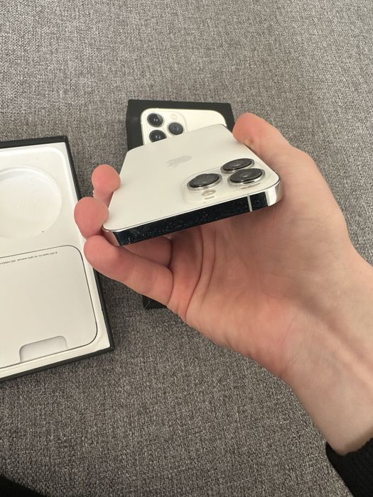 iPhone 13 Pro Max 128GB Silver – 100% Bateria, Idealny