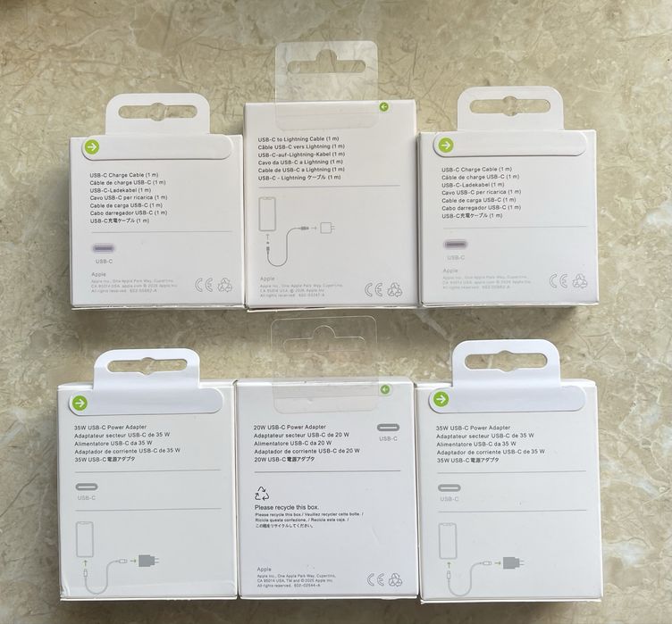 10 ladowarek 20W z kablami lightning