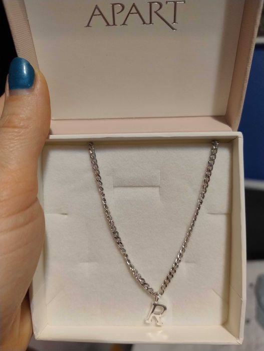 Łańcuszek srebrny 925 z literka R nowy