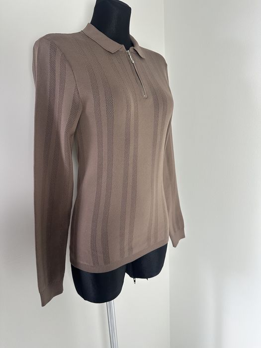 Brązowy prążkowany sweter z kołnierzykiem rozm. XS River Island