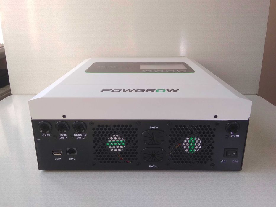 Гібридний інвертор Powgrow (Powland) 5kW 24V із WiFi - найтихіший та найпотужніший.  Заряд 160A, до 9000W сонячних панелей