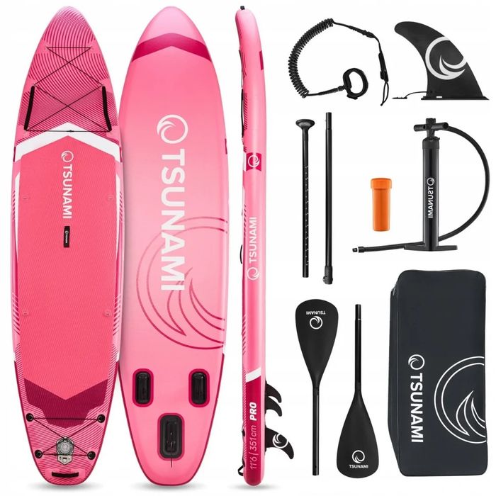 Надувна SUP дошка Tsunami Pro 350 см з веслом T10, рожевий