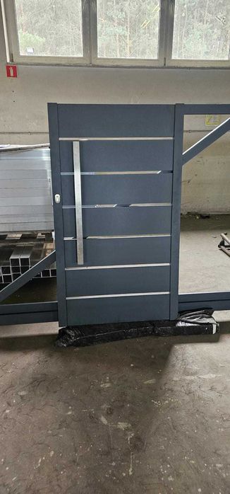 Zestaw: brama przesuwna + furtka, nowoczesna palisada ALU PRODUCENT