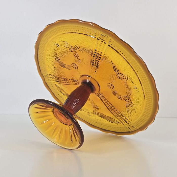 Patera wieńce Ząbkowice PRL bursztynowo-żółta retro vintage