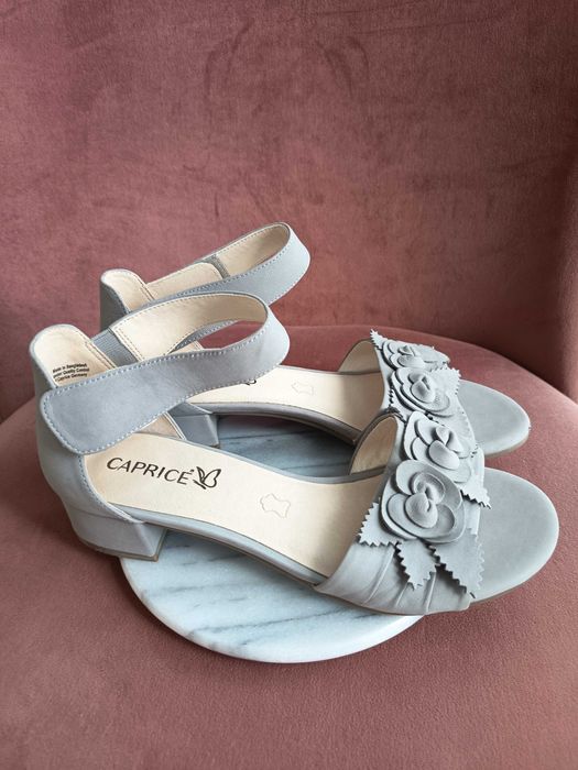 Caprice szare sandały na słupku obcasie 38,5