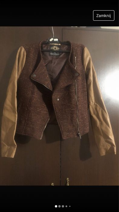 Brązowa ramoneska ze złotą nitka Butik