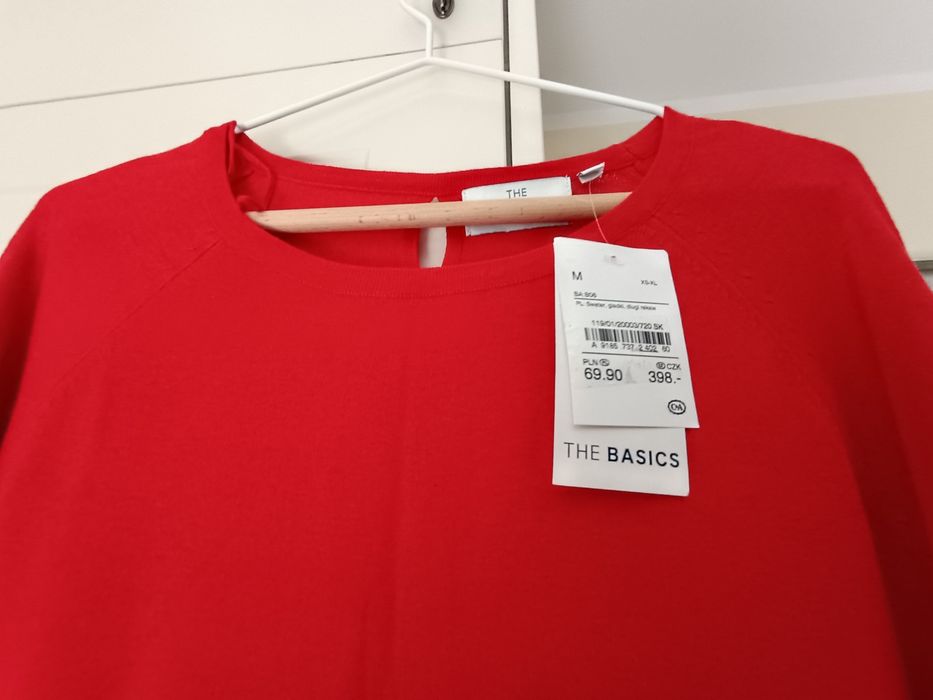 Sweter gładki czerwony The Basics róż M