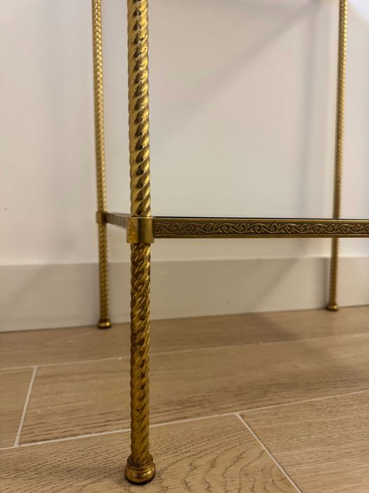 Mesa de apoio francesa em latão e bronze, anos 70 / Vintage 1970s French Brass Bronze Side Table