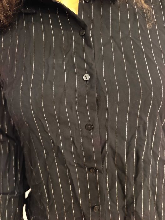 Sinsay koszula XXS czarna w paski wiskoza elegancka taliowana biurowa