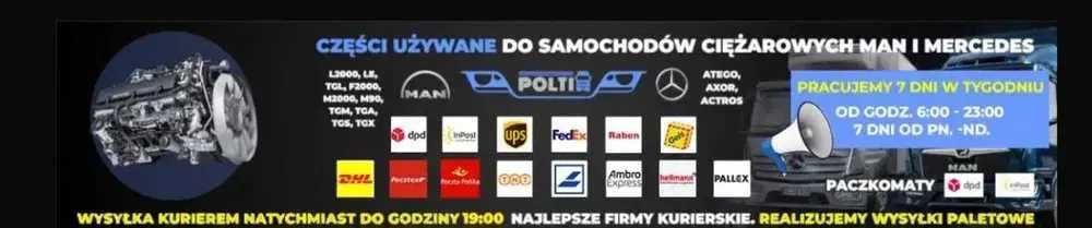 MAN TGL TGM Euro 3,4,5,6 na części Wysyłka 7 dni POLTI sprężarka