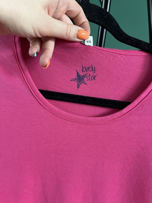 Bluzka t-shirt koszulka róż lovely Star bawełna prosta top Queentex