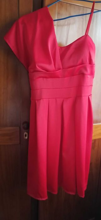 Vestido vermelho vivo, de cerimónia em cetim tam L, novo EasyPrice