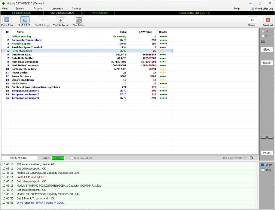 Crucial P3 CT1000P3SSD8 1Tb з радіатором та адаптером